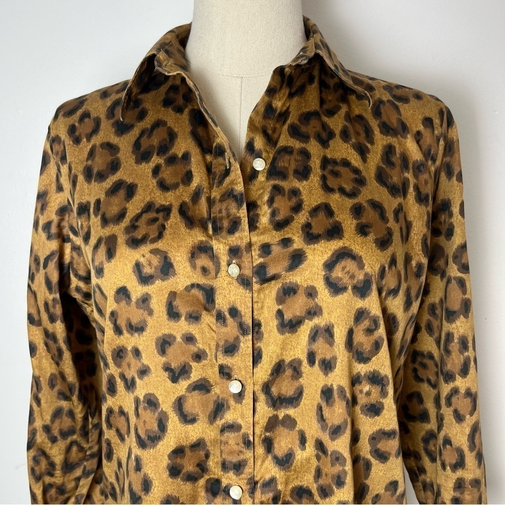 Lauren Ralph Lauren Cotton Animal Print Button Down Urban traveller Blouse - Picture 3 of 10